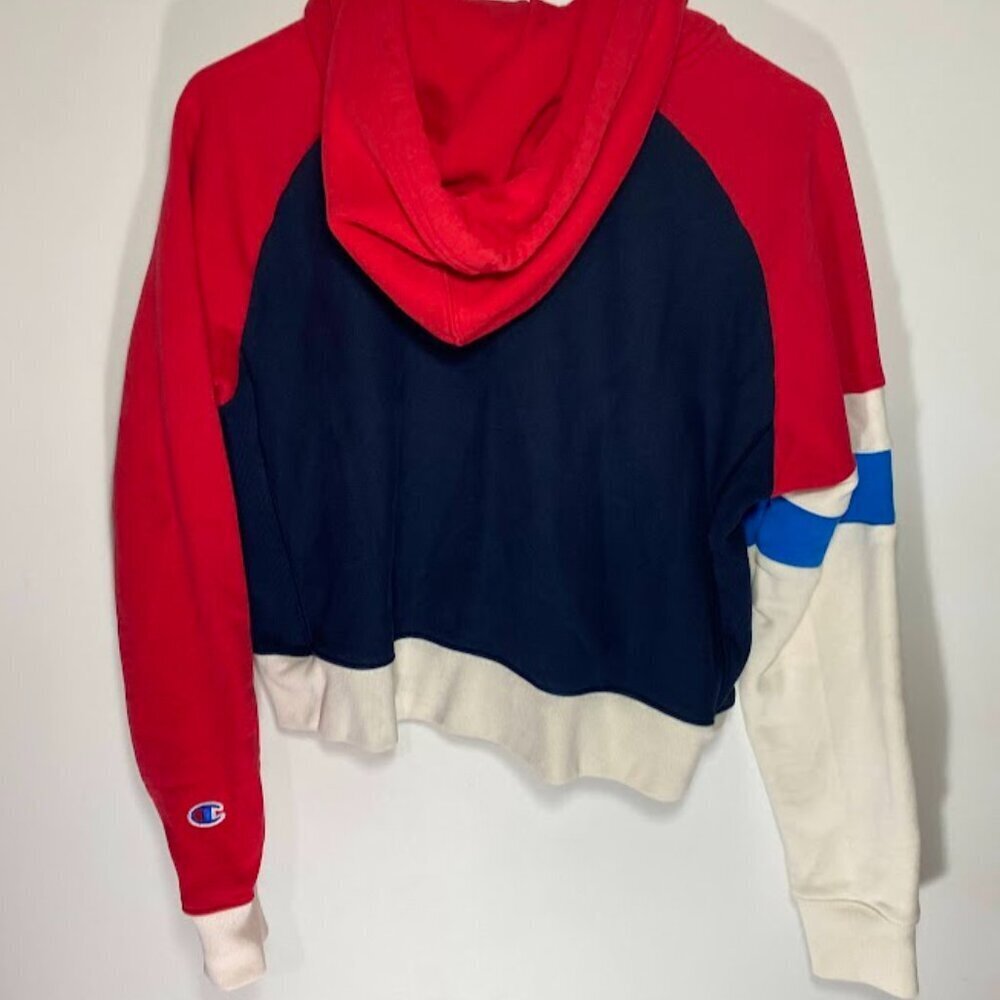 Champion Reverse Weave Red, White, and Blue Cropped Hoodie - Picture 3 of 6